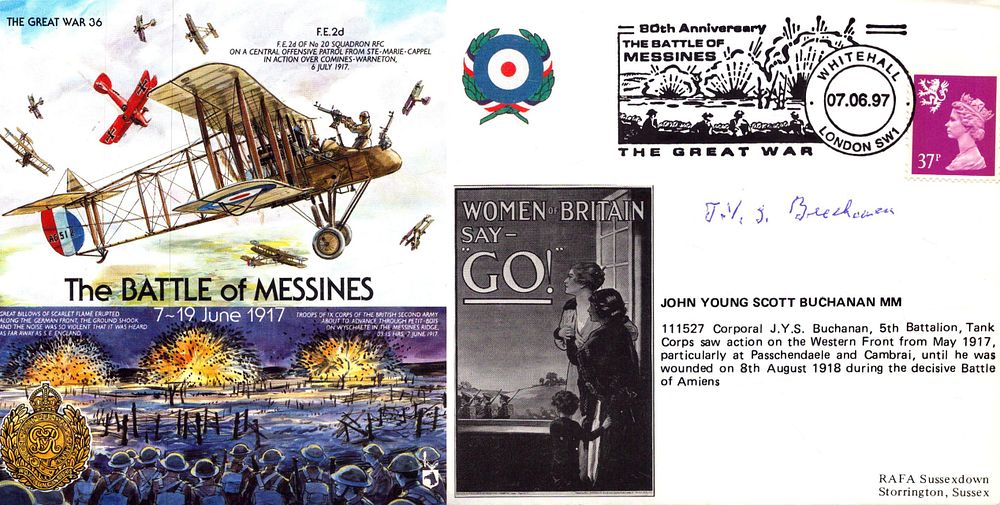 Lot 206: WW1 John Young Scott Buchanan MM signed FDC...