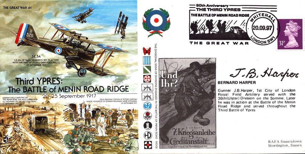 Lot 211: WW1 BERNARD HARPER SIGNED FDC, THE GREAT WAR...