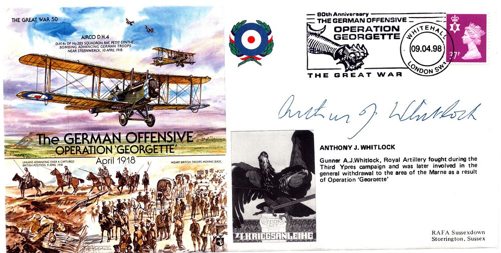 Lot 222: WW1 Anthony J. Whitlock, signed FDC, The Great...