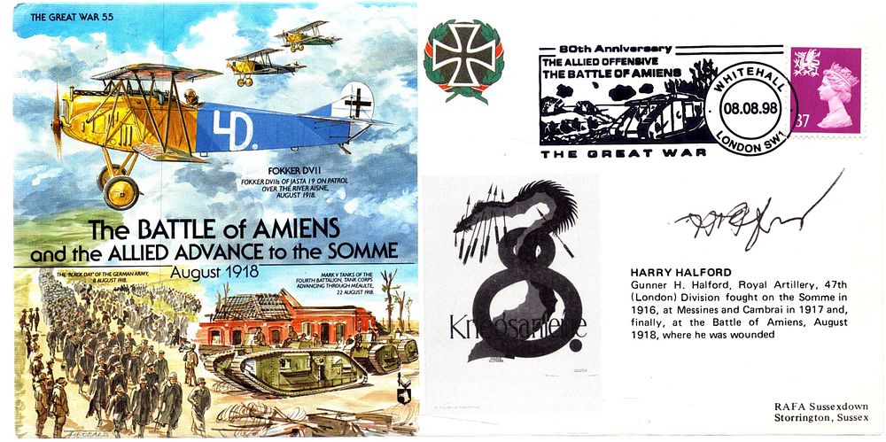 Lot 223: WW1 Harry Halford signed FDC, The Great War...