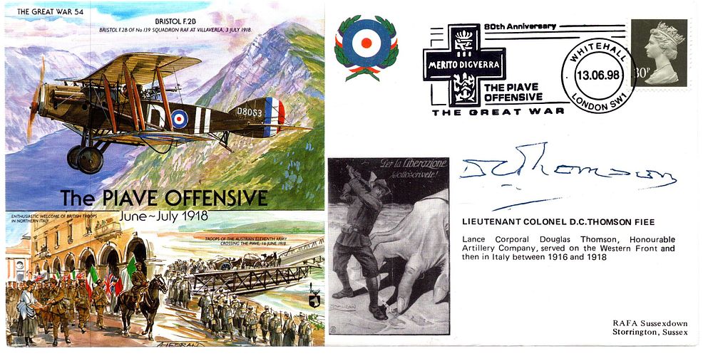 Lot 225: WW1 LIEUTENANT COLONEL D.C. THOMSON FIEE SIGNED FDC,...