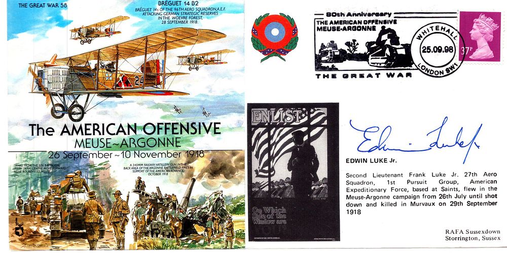 Lot 228: WW1 Edwin Luke Jr. Signed FDC, The Great...