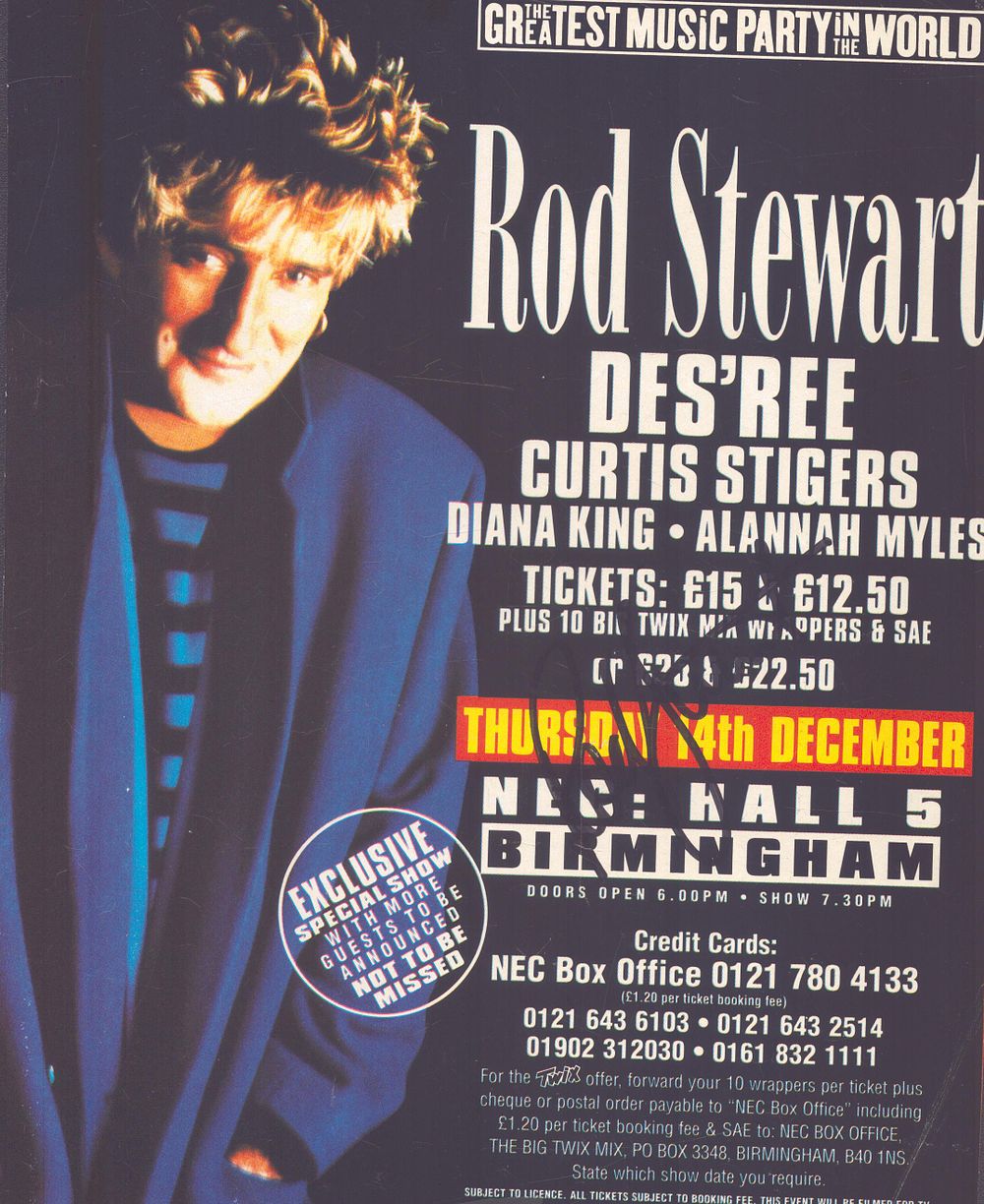 Lot 254: Rod Stewart, signed magazine page, British singer and...