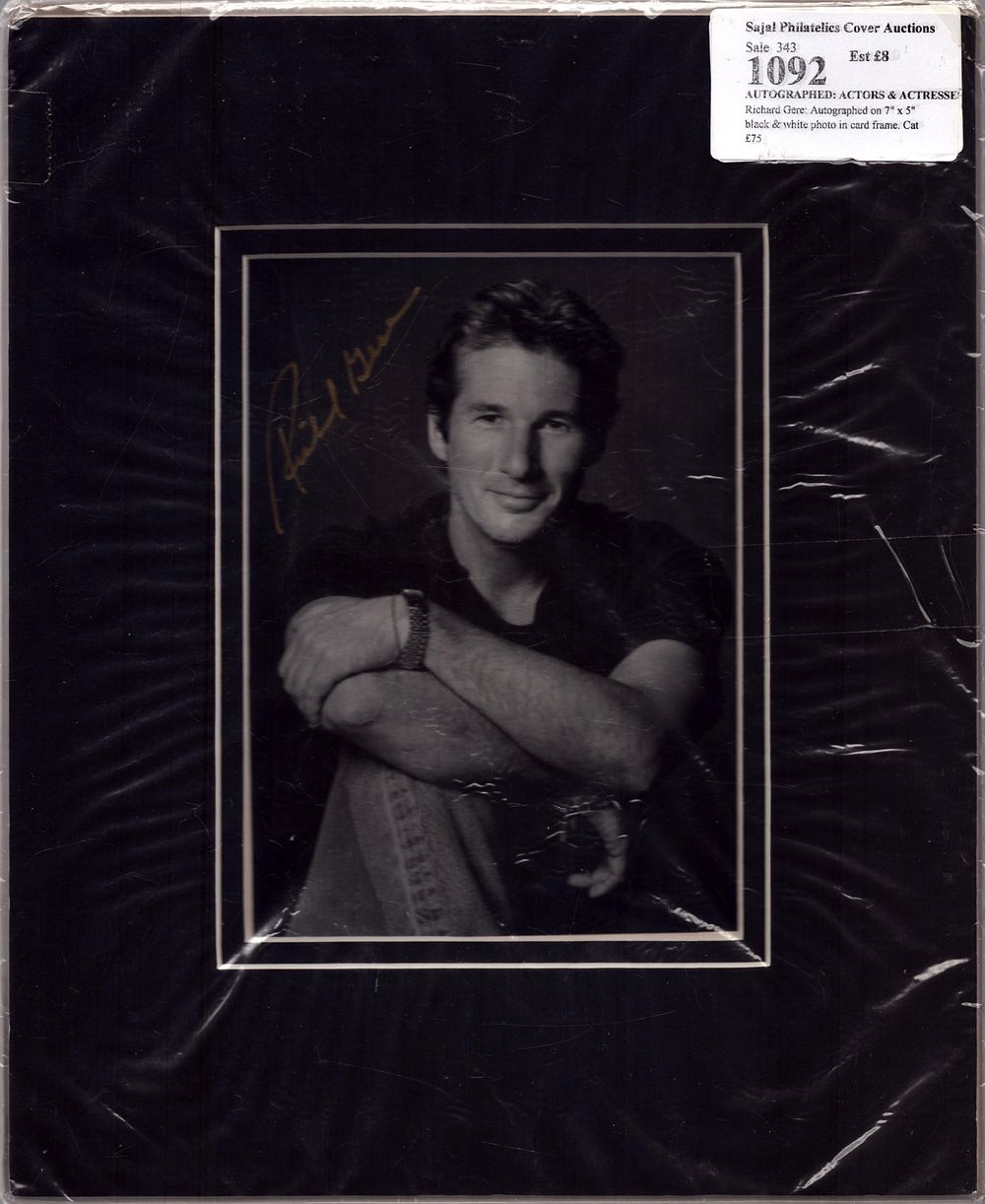 Lot 264: Richard Gere, Autograph 7x5 black and white photo...