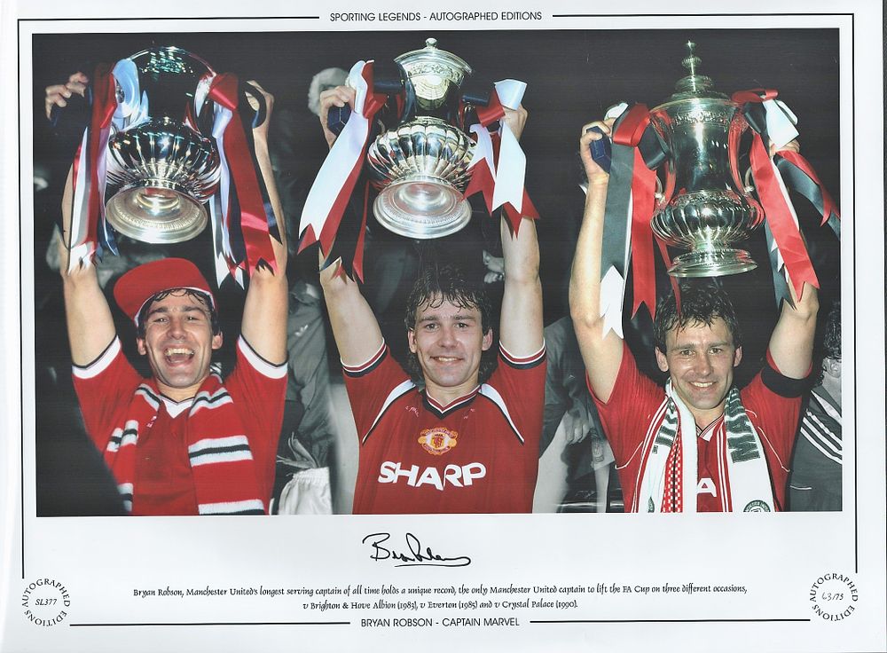 Lot 276: Bryan Robson 16x12 signed colourised photo, Autographed Editions,...