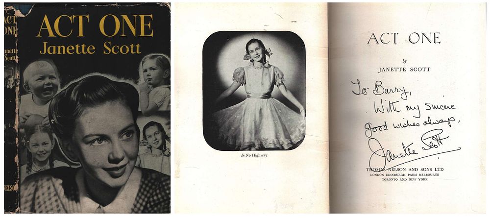 Lot 292: Janette Scott signed hardback book. 'Act One'. Dedicated....