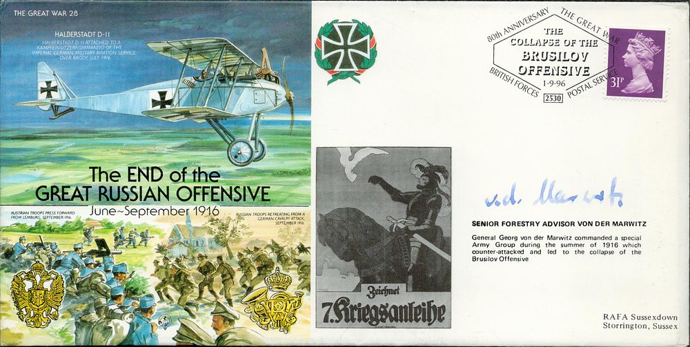Lot 304: WWI SENIOR FORESTRY ADVISOR VON DER MARWITZ SIGN...