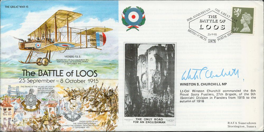 Lot 318: WWI WINSTON S. CHIRCHILL MP SIGNED FDC VICKERS...