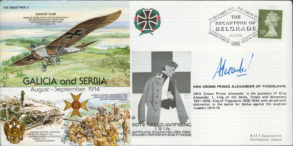 Lot 325: WWI HRH CROWN PRINCE ALEXANDER OF YUGOSLAVIA SIGNED...