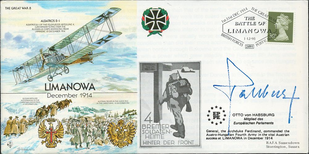 Lot 327: WWI OTTO von HABSBURG SIGNED FDC ALBATROS B-I...