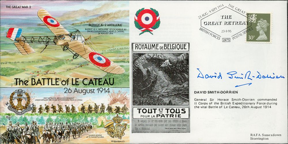 Lot 329: WWI DAVID SMITH-DORRIEN SIGNED FDC BLERIOT XI-2 ARTILLERIE...