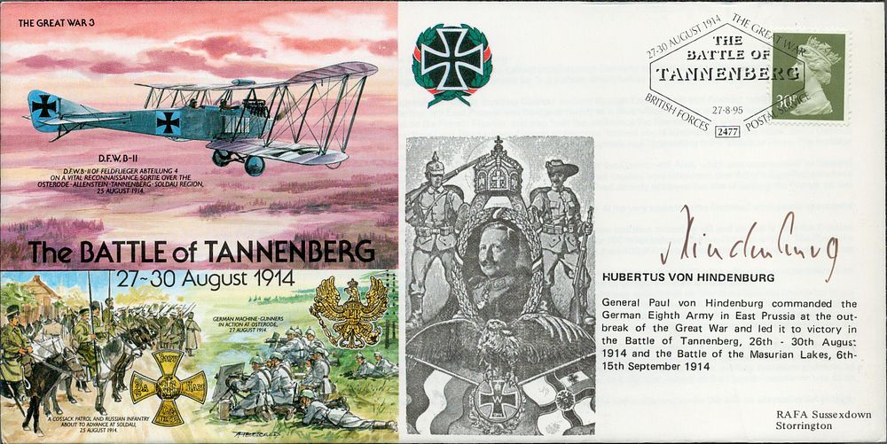 Lot 330: WWI HUBERT VON HINDENBURG SIGNED FDC D.F.W B-II...