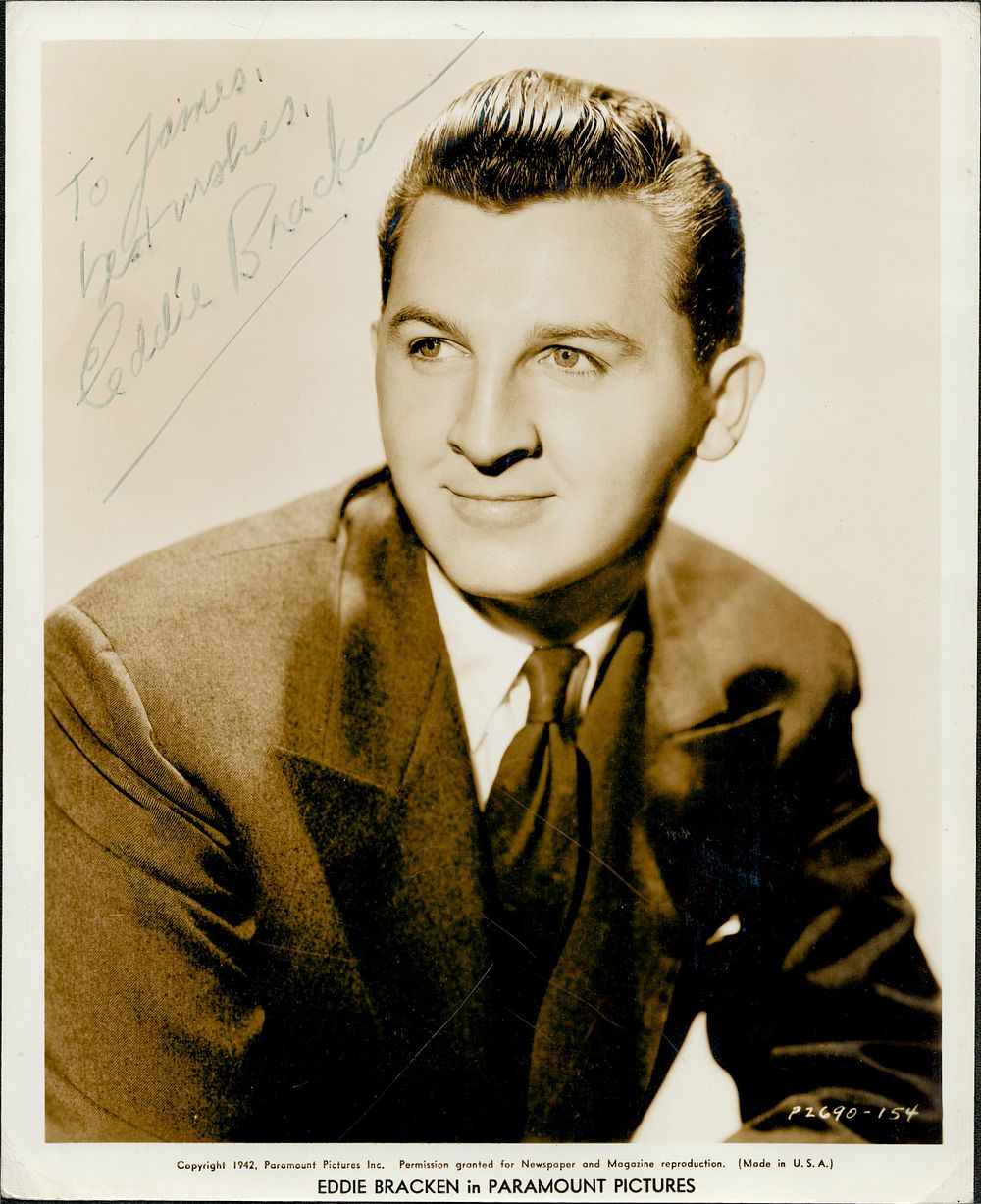 Lot 348: 10x8 Eddie Bracken American actor signed dedicated black...