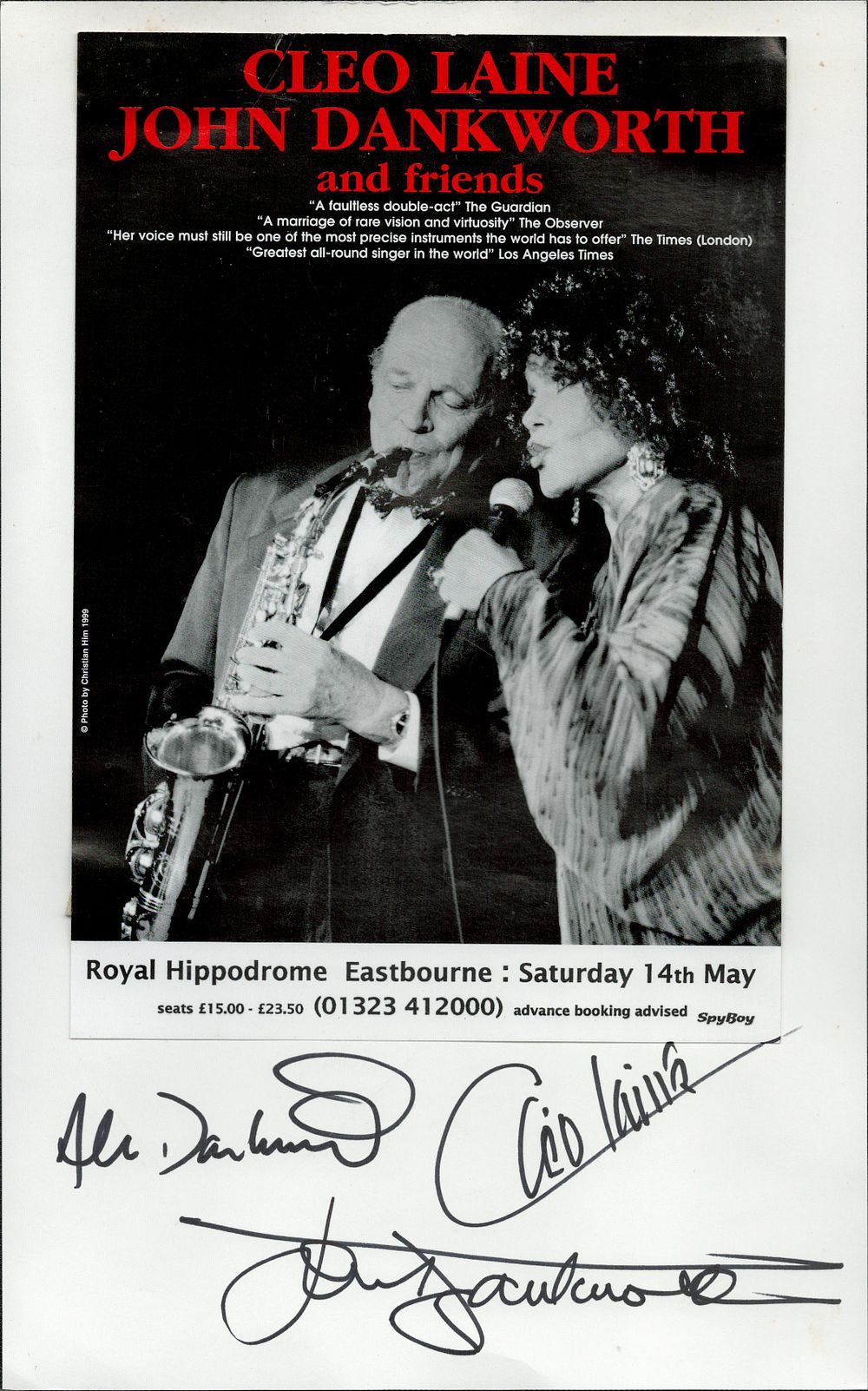 Lot 355: 8x6 concert poster Cleo Laine, John Dankworth and...