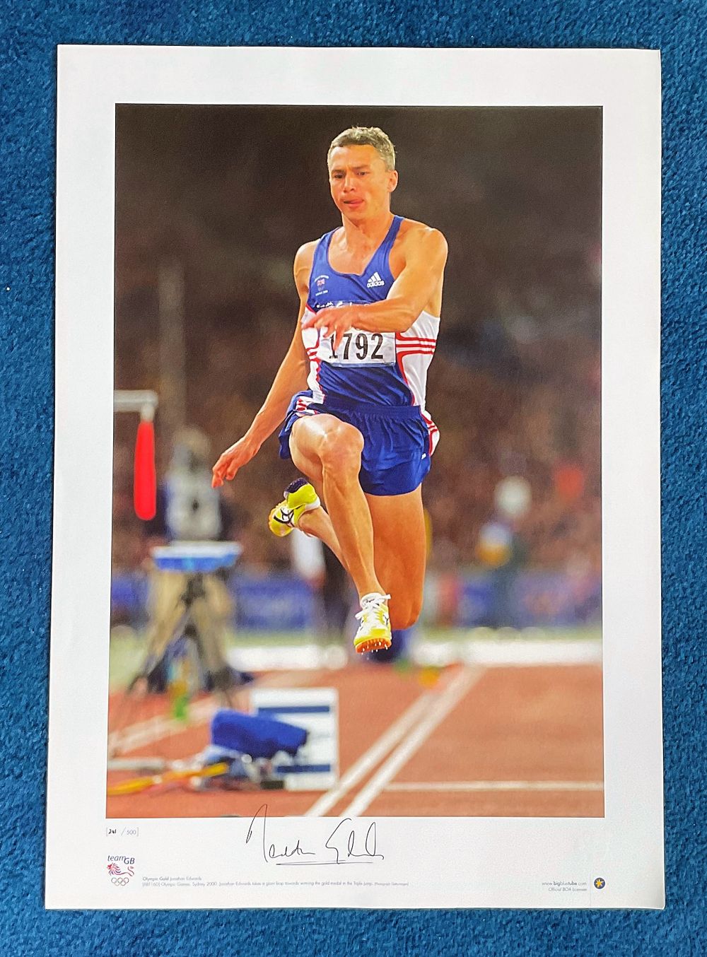 Lot 366: Jonathan Edwards signed 22x16 colour Team GB Olympic...