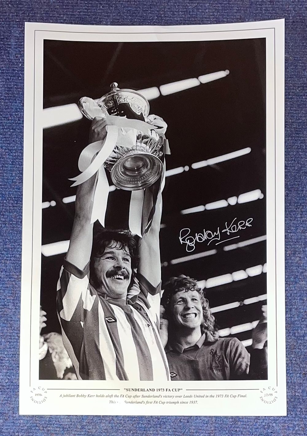 Lot 368: Bobby Kerr signed Sunderland 1973 FA Cup 16x12...