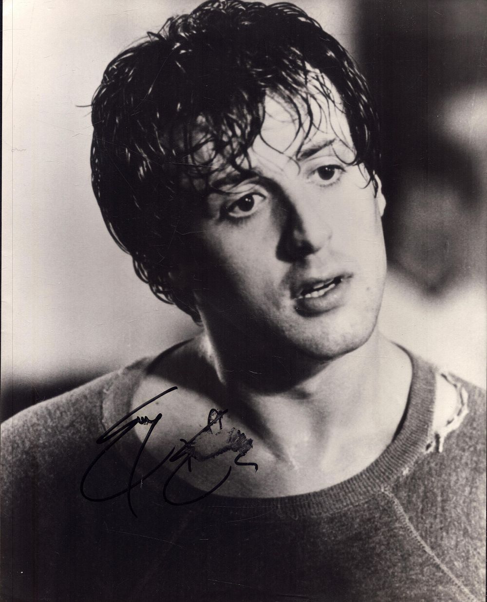 Lot 371: Sylvester Stallone signed 10x8inch black and white photo....
