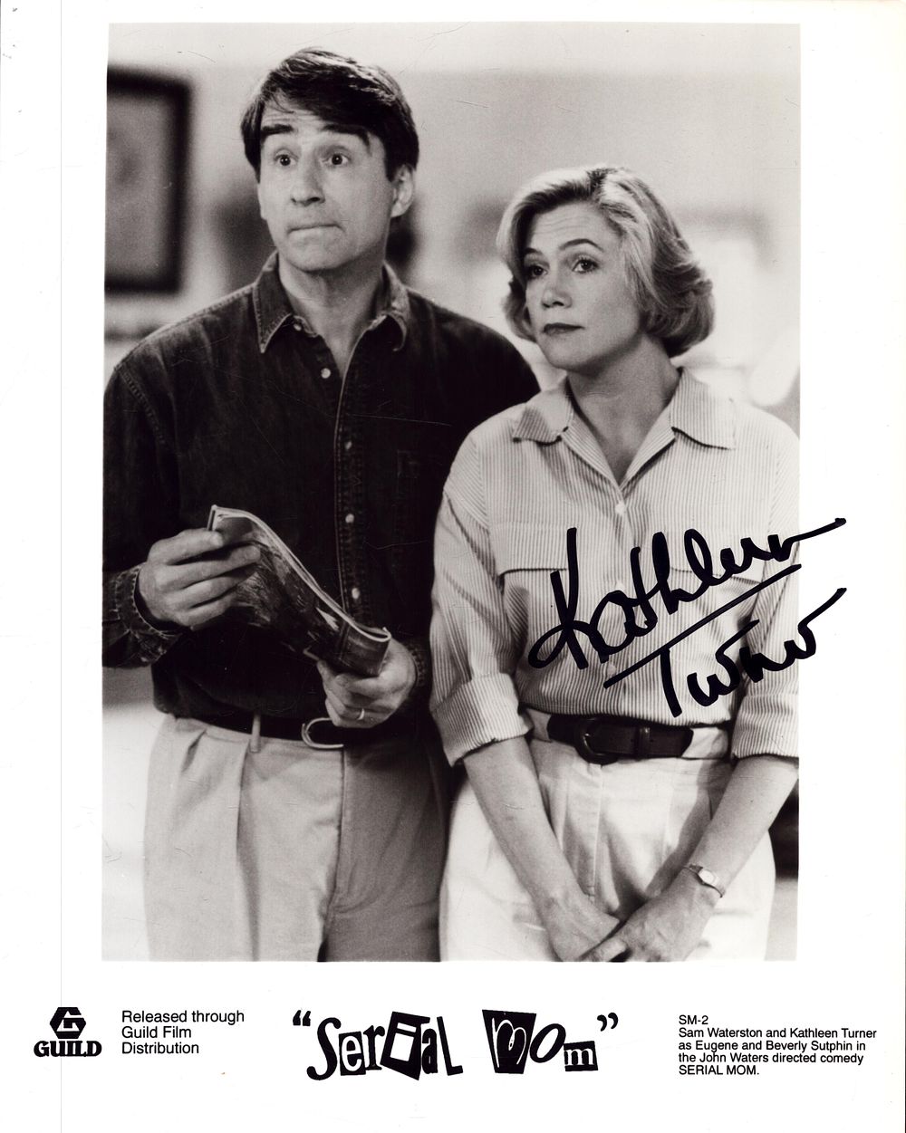 Lot 388: Kathleen Turner signed "Serial Mom" 10x8inch black and...