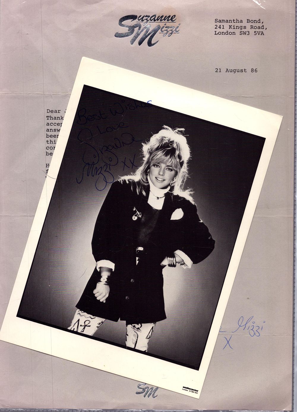 Lot 391: Suzanne Mizzi signed 8x6inch black and white photo...