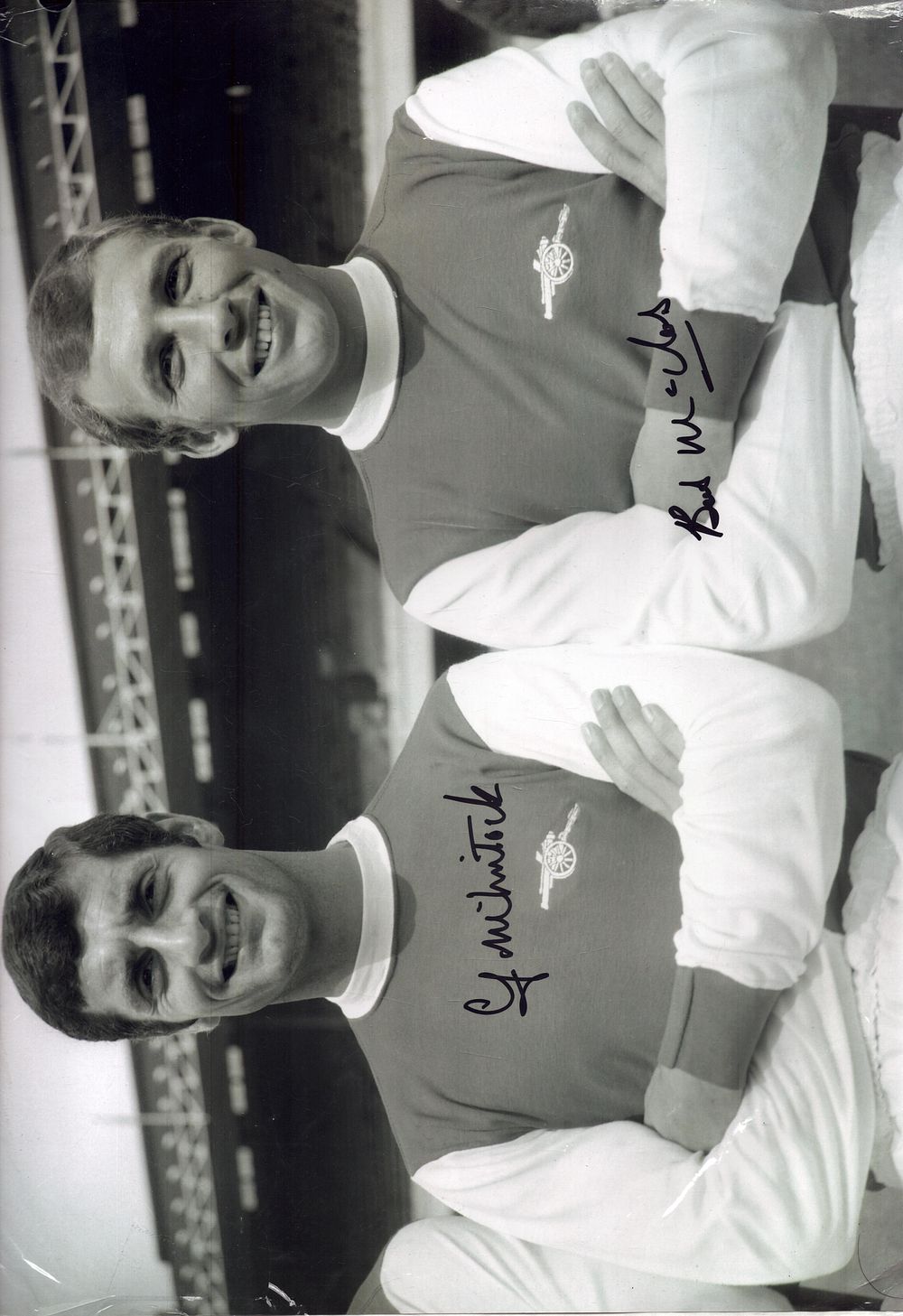 Lot 184: FRANK McLINTOCK & BOB McNAB signed Arsenal 12x17...