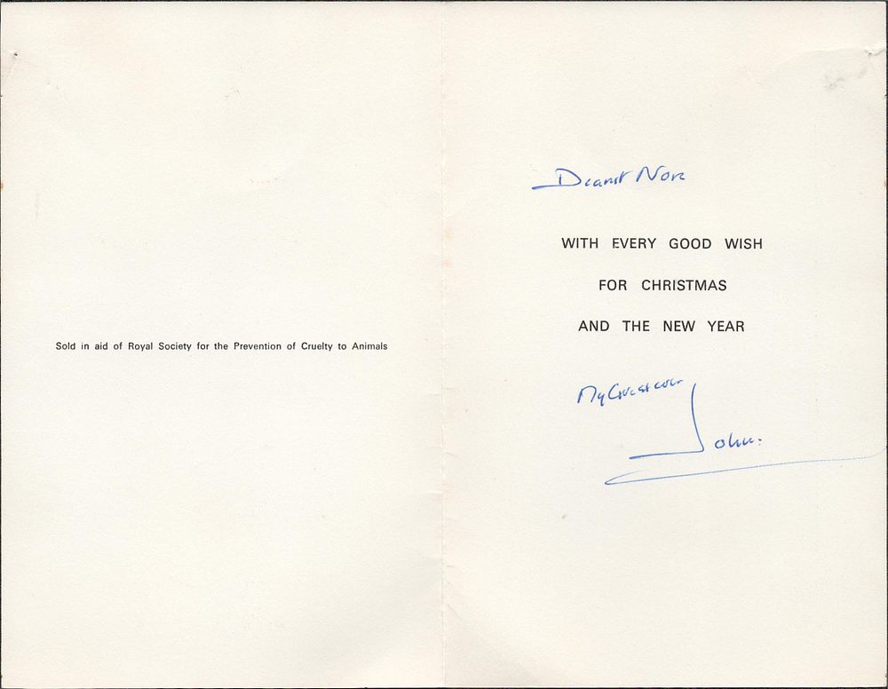 Lot 188: John Gielgud signed Christmas card. Good condition. All...