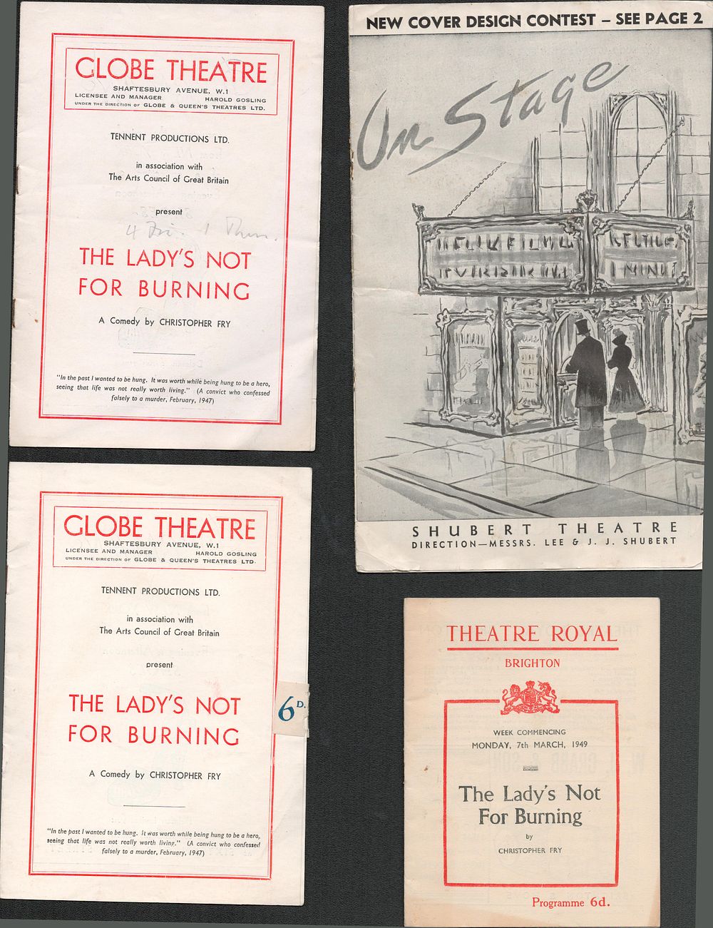 Lot 192: UNSIGNED theatre programme collection. 4 in total. Good...