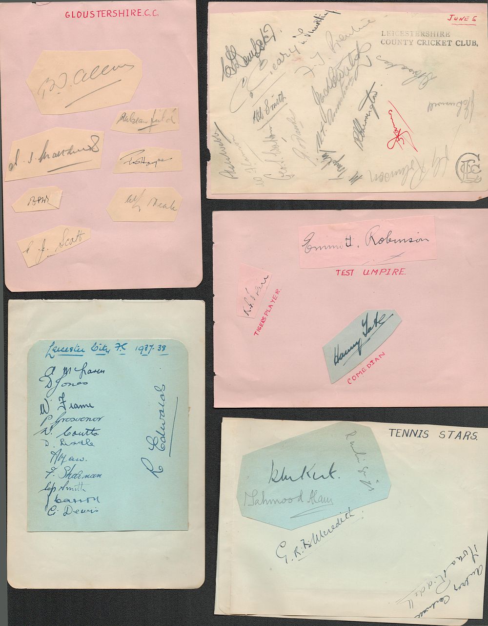 Lot 193: Cricket and Tennis signed album pages. Good condition....