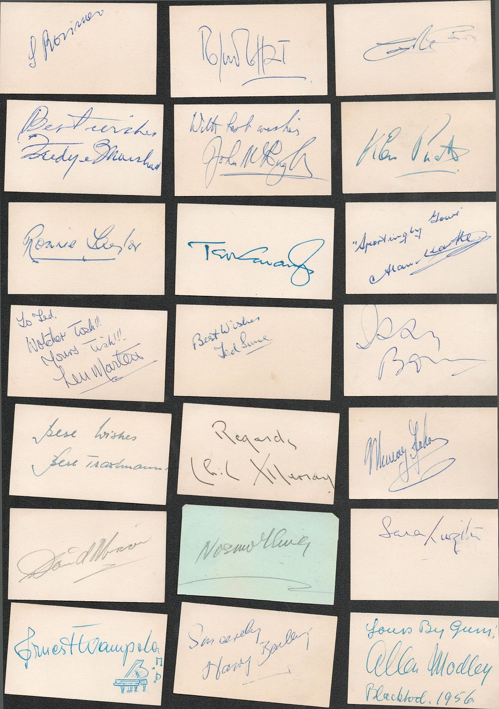 Lot 194: Signed index card collection. 30+ in collection. May...