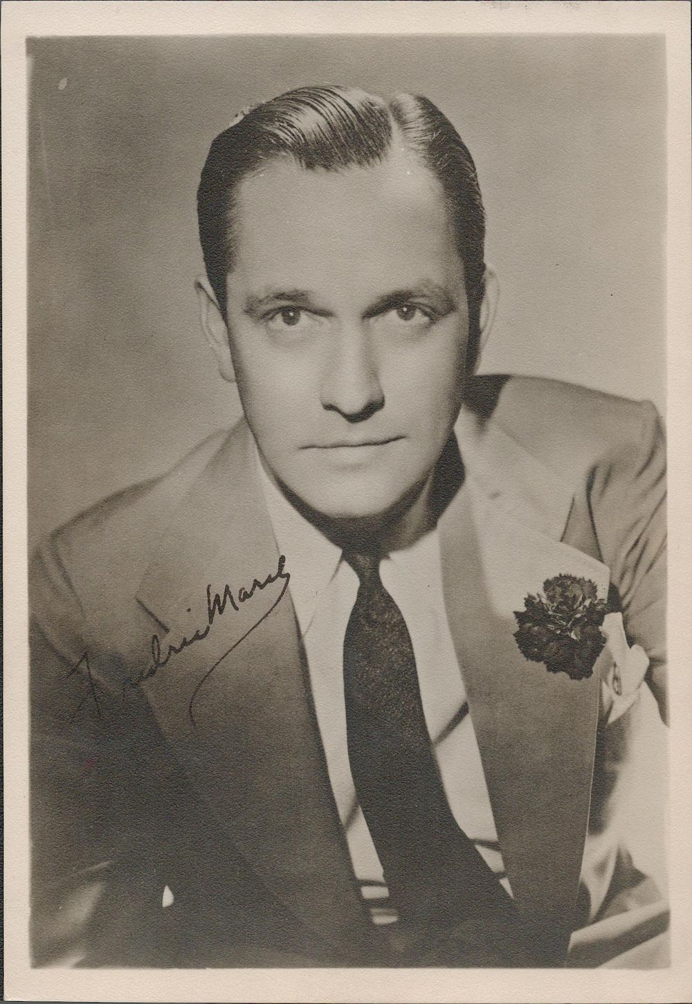 Lot 197: Fredric Marck signed 7x5inch vintage photo. Good condition....