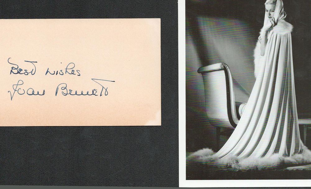 Lot 199: Joan Bennett signed album page with unsigned 6x4inch...