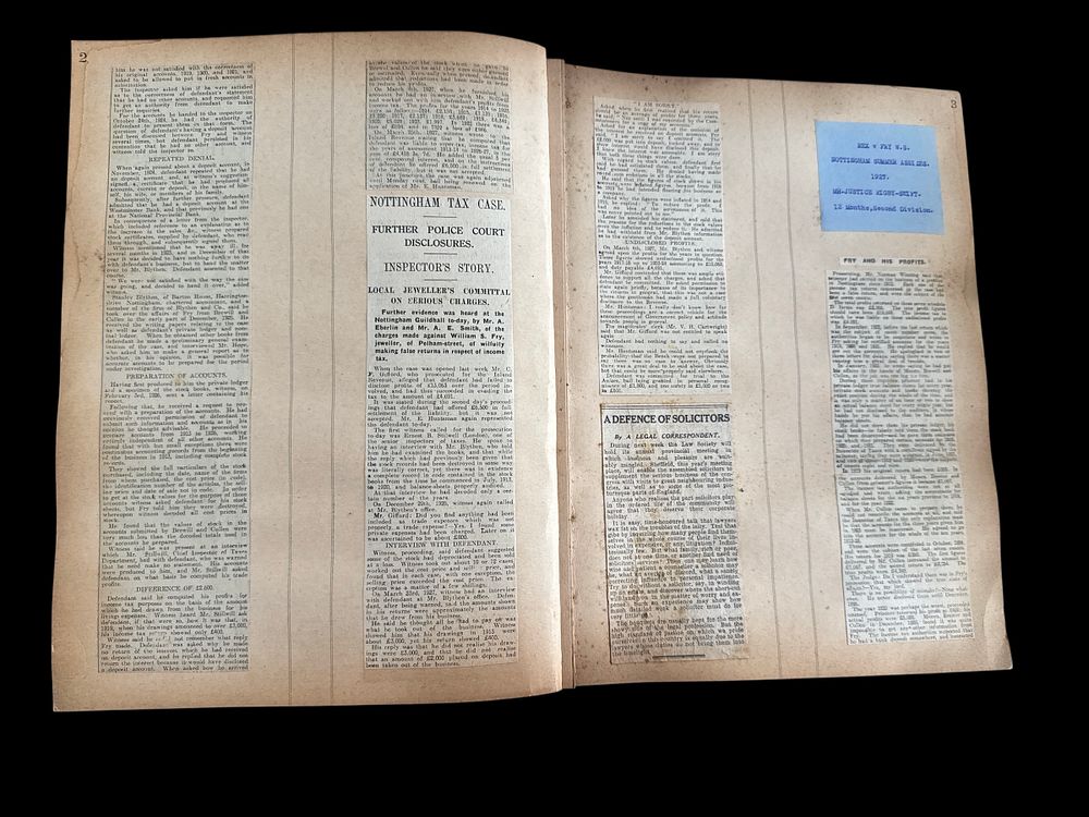 Lot 313: Historical Collection news Cuttings in book. Rex vs...