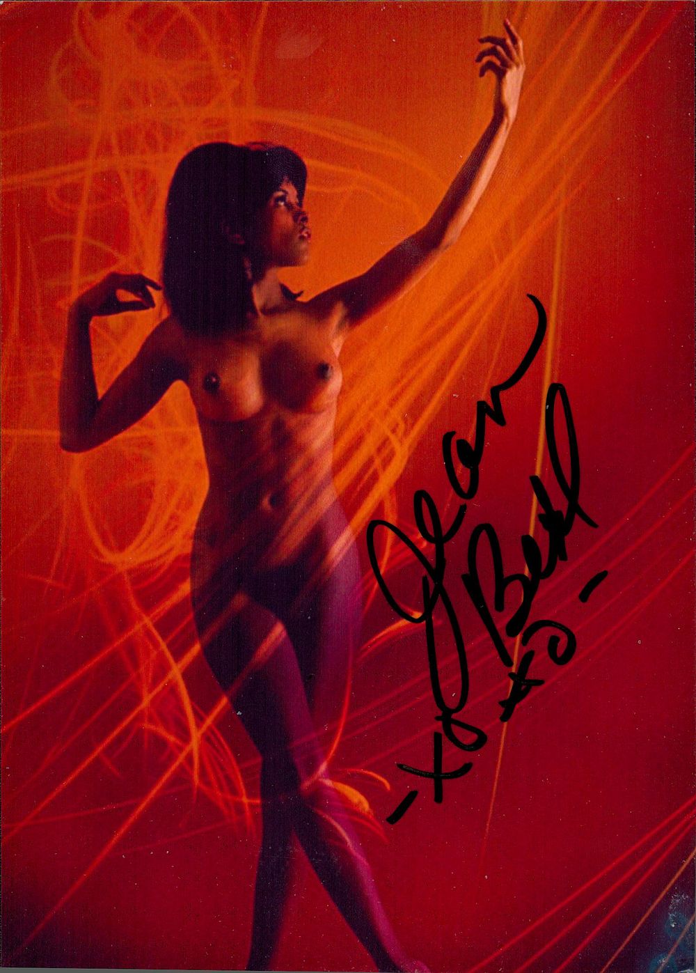 Lot 381: Jean Bell signed 7x5inch colour risque photo. Good...