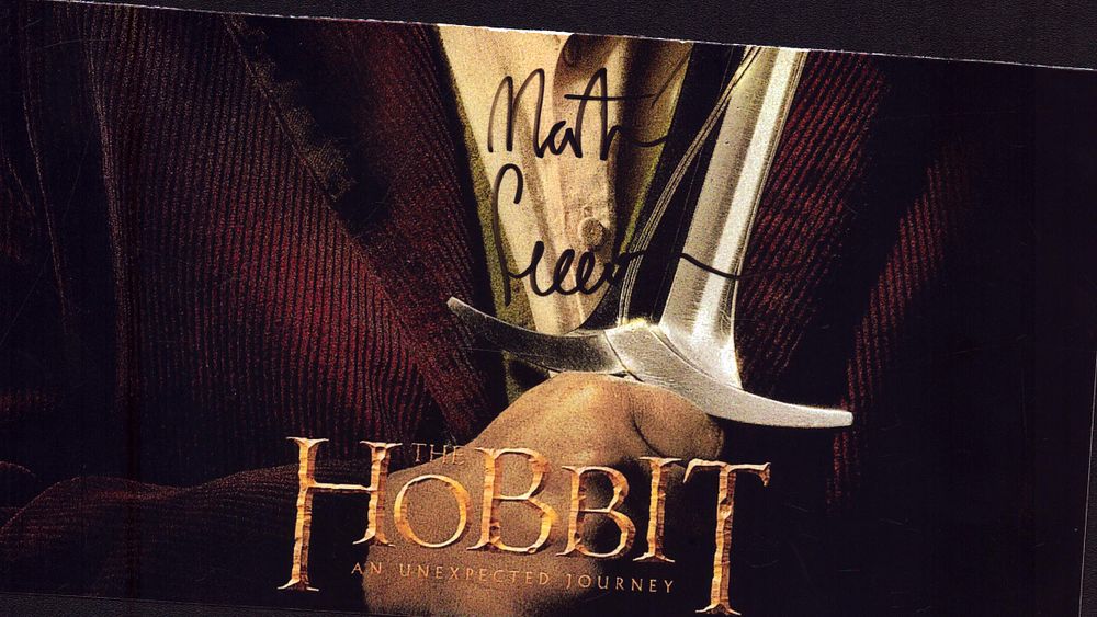 Lot 478: Martain Freeman signed signature card, with the Hobbit...
