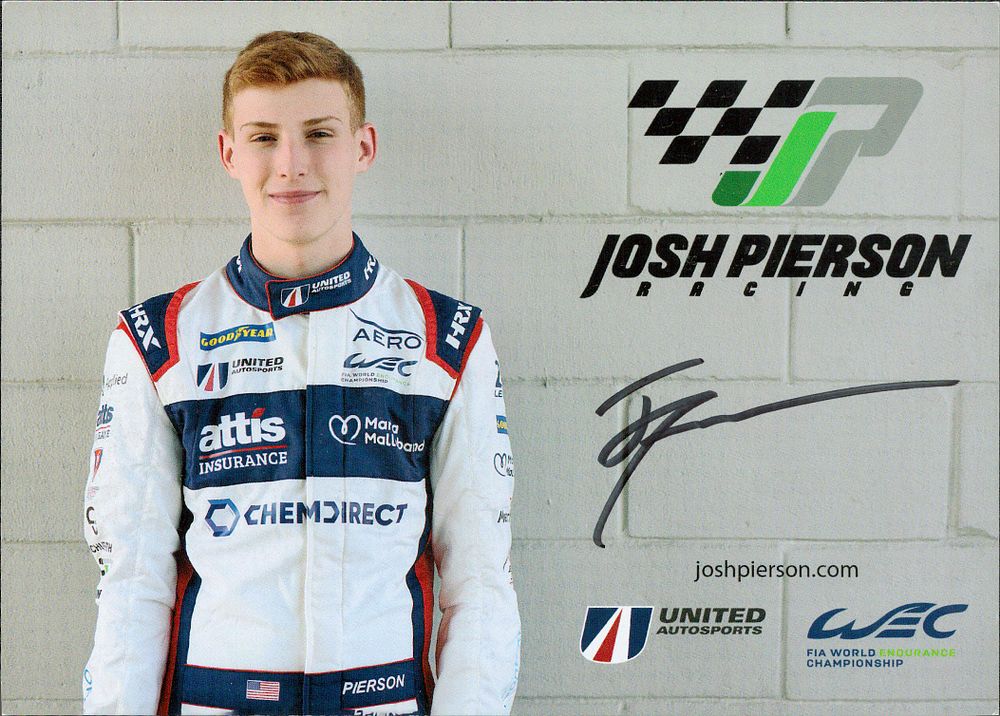 Lot 483: Josh Pierson 7X5 Photo Card signed United Autosport...