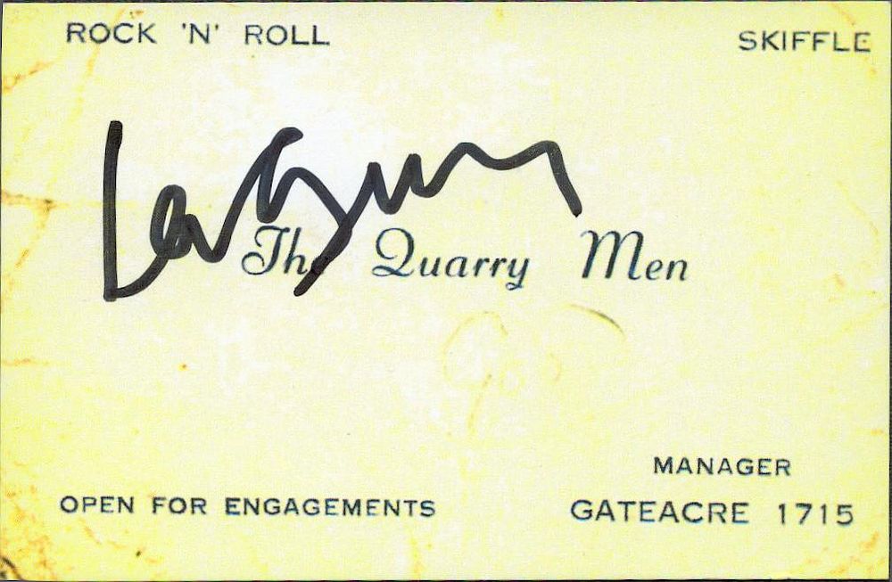 Lot 491: Len Garry Of The Quarry Men signature piece...