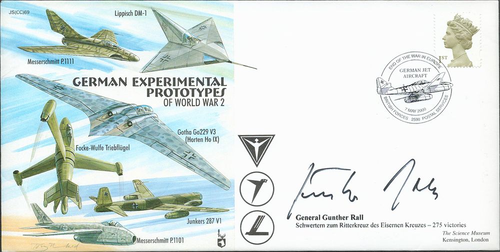 Lot 504: WW2 German Experimental FDC signed Gen. Gunther Rall,...