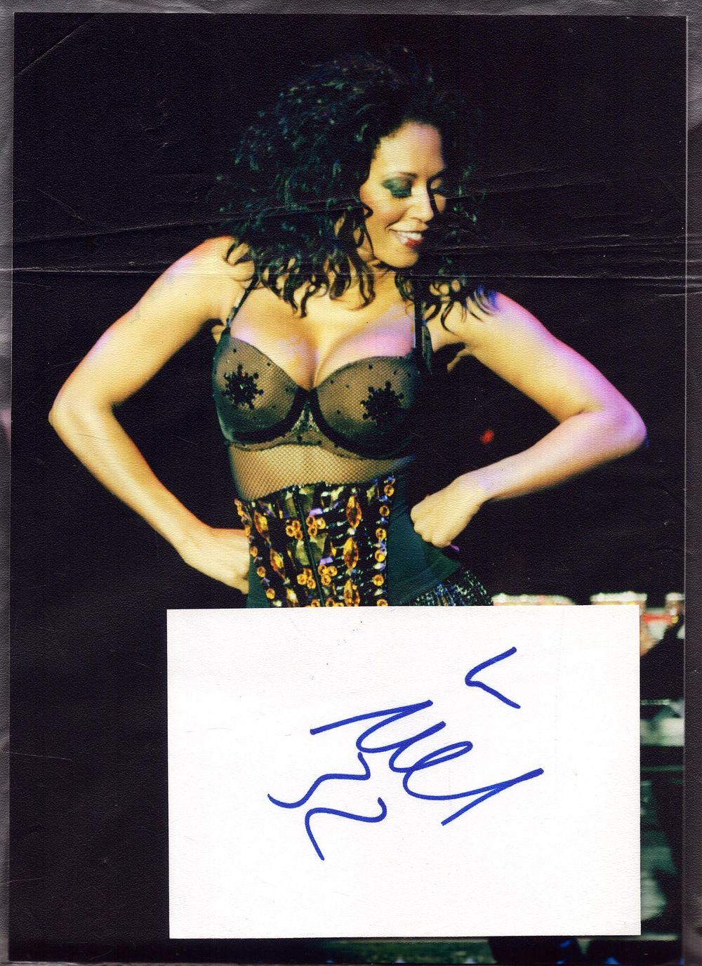 Lot 598: Mel B signed white card with unsigned 8x6inch...