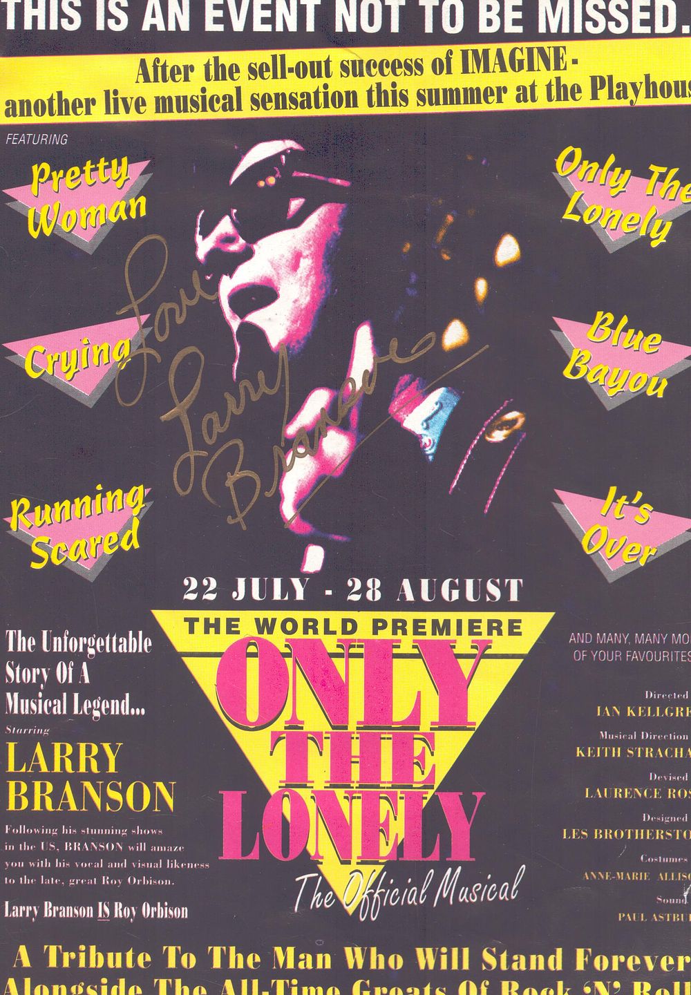 Lot 609: Larry Branson signed flyer. Good condition. All autographs...
