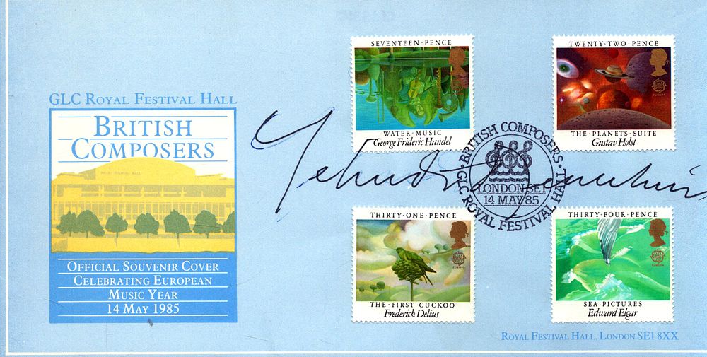 Lot 612: Yehudi Menuhin signed FDC. Good condition. All autographs...