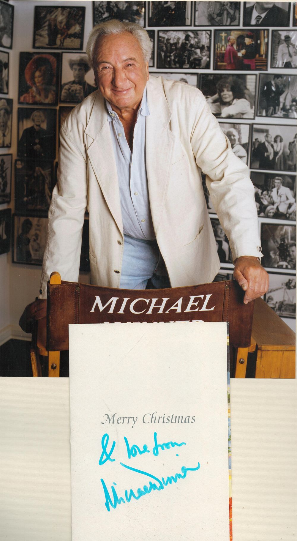 Lot 159: Michael Winner signed Christmas card and 10x8inch colour...