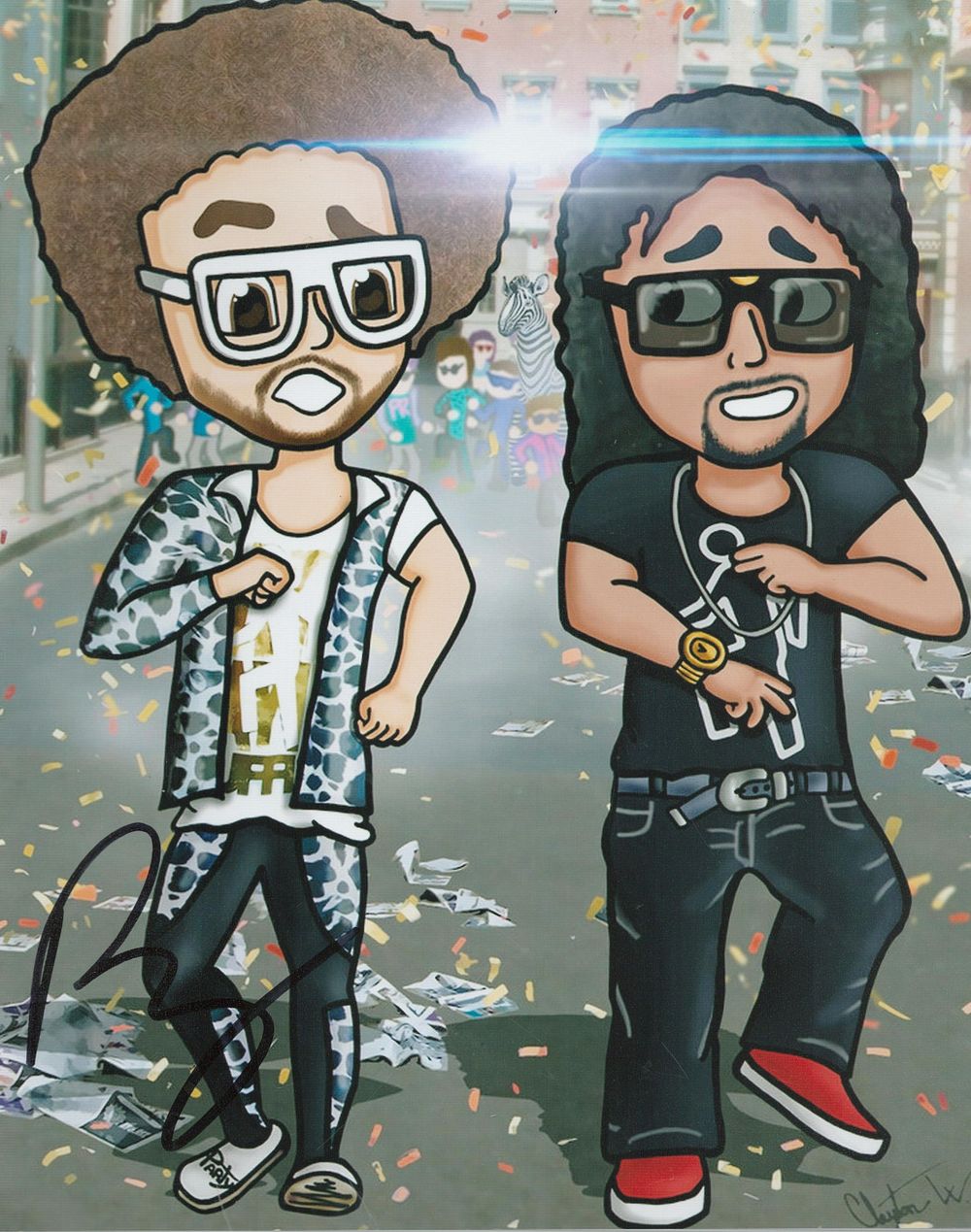 Lot 160: Redfoo signed 10x8inch illustration photo.