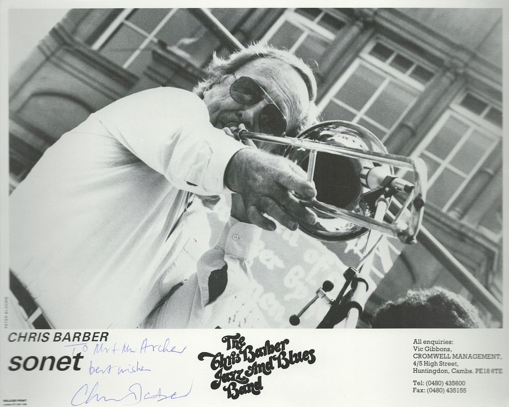 Lot 166: Chris Barber signed 10x8inch black and white promo...
