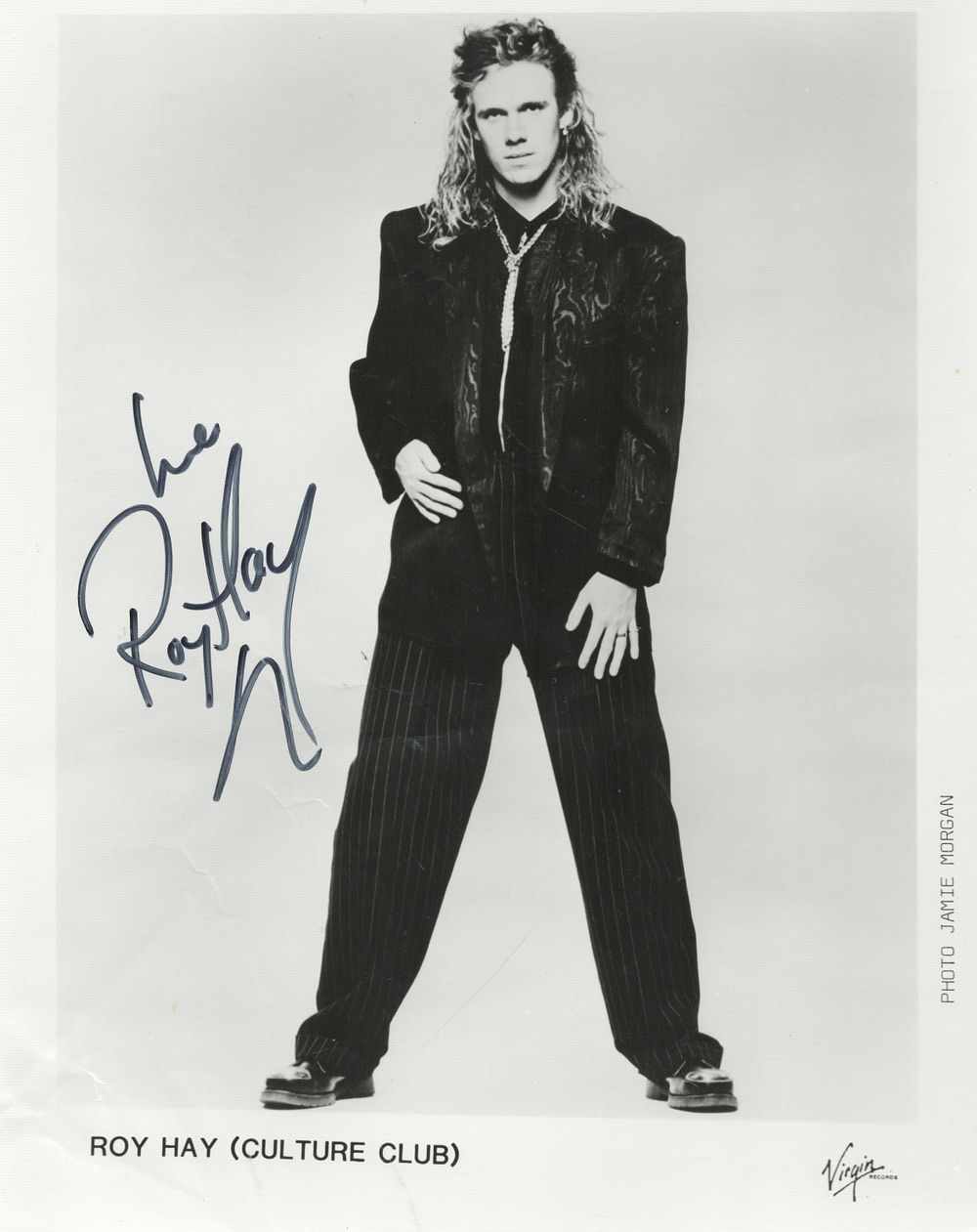 Lot 168: Roy Hay signed 10x8inch Culture Club black and...