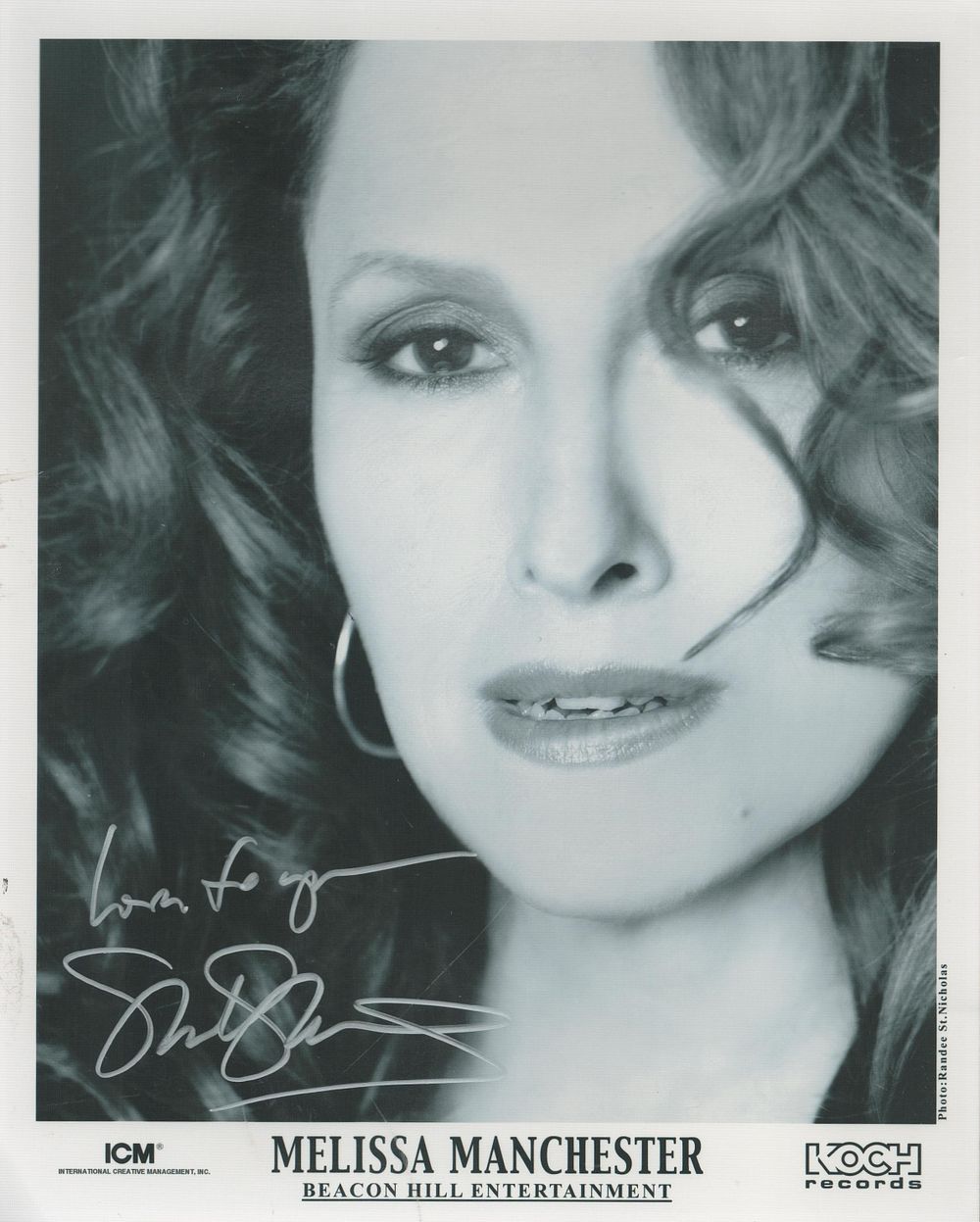 Lot 187: Melissa Manchester signed 10x8inch black and white promo...