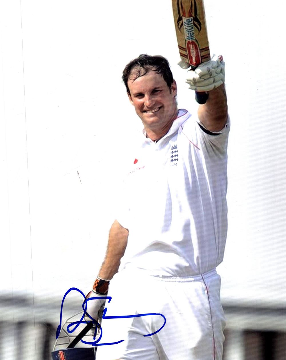 Lot 253: Andrew Strauss signed 10x8inch colour photo.