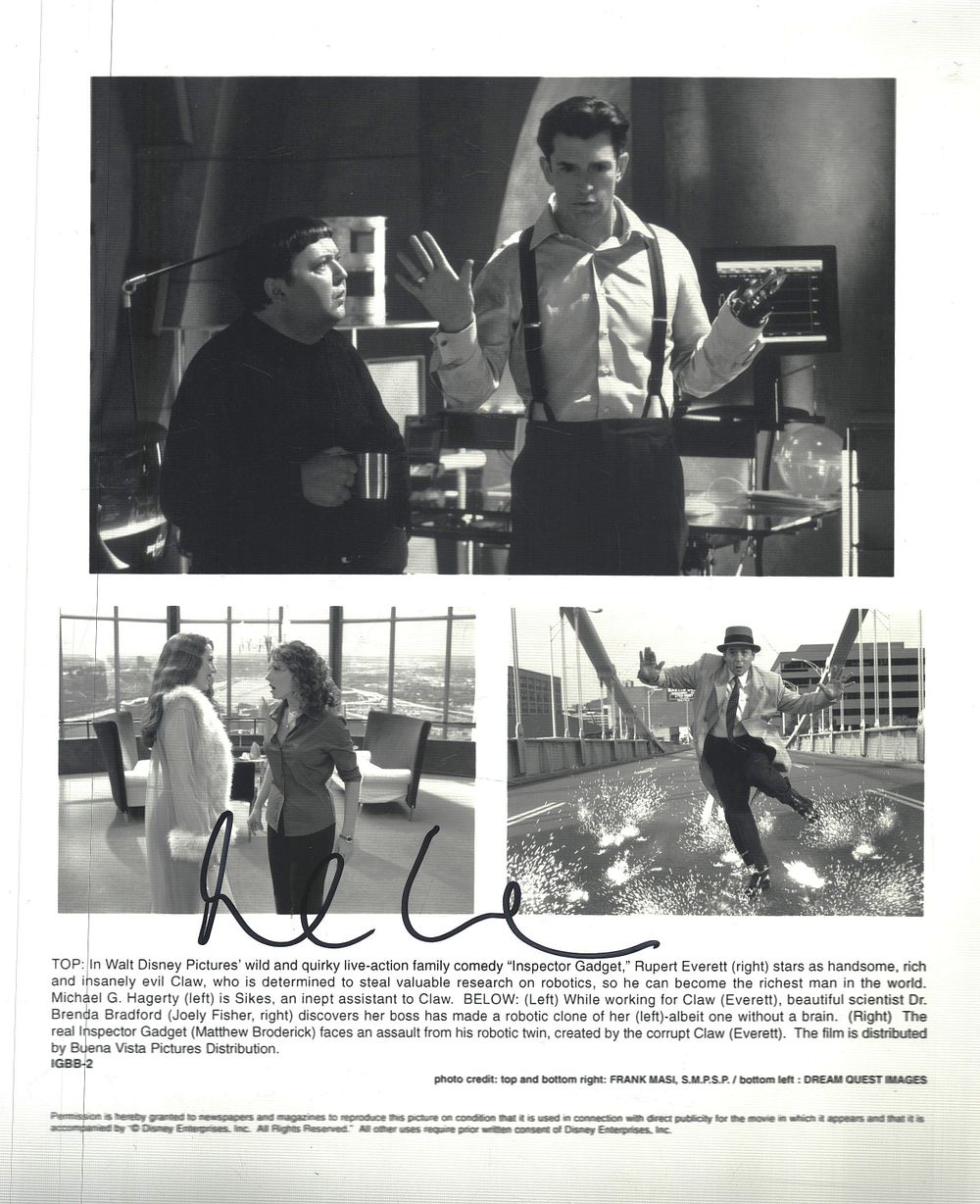 Lot 342: Rupert Everett signed Inspector Gadget 10x8inch black and...