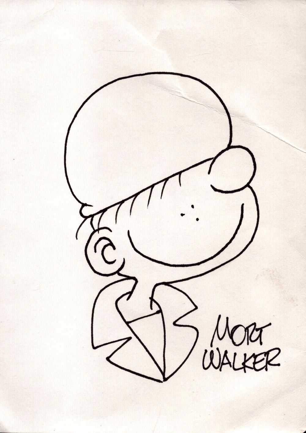 Lot 368: Mort Walker signed 7x5inch original felt tip sketch...