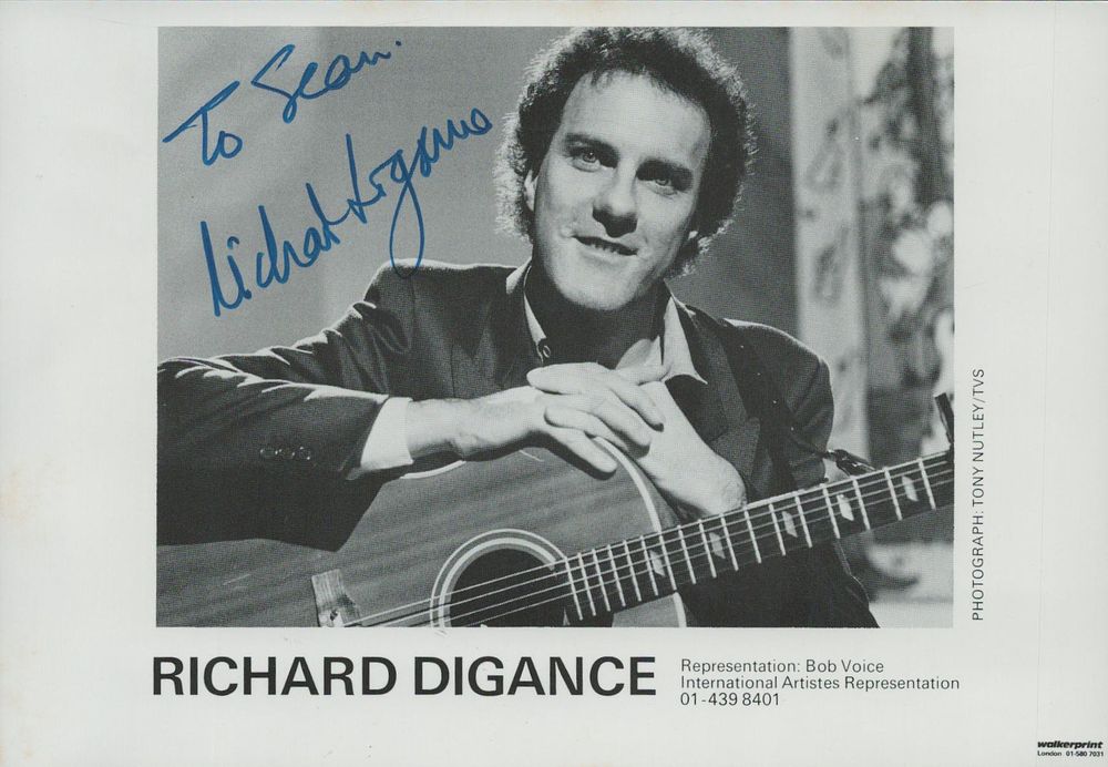 Lot 613: Richard Digance signed 6x4 inch black and white...