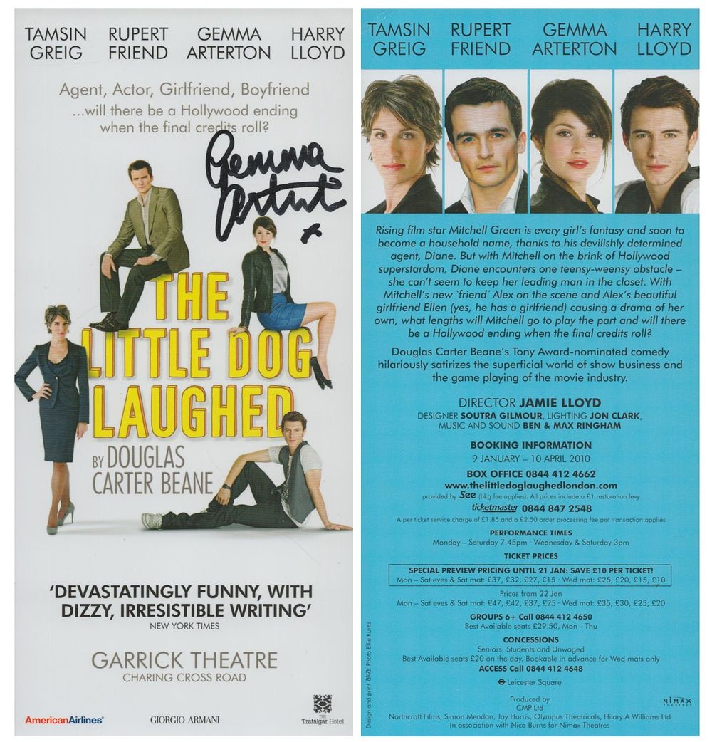 Lot 633: Gemma Arterton signed Theatre flyer. 'The Little Dog...