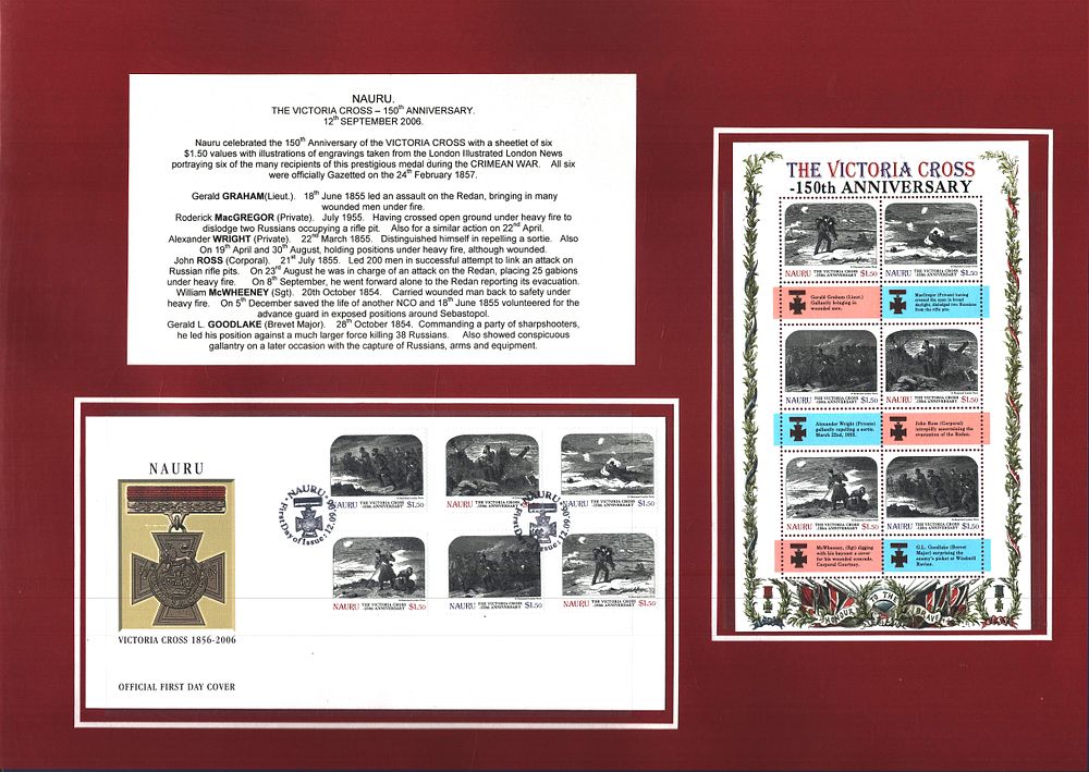 Lot 683: Naru Victoria Cross 1856-2006 mounted Official FDC double...